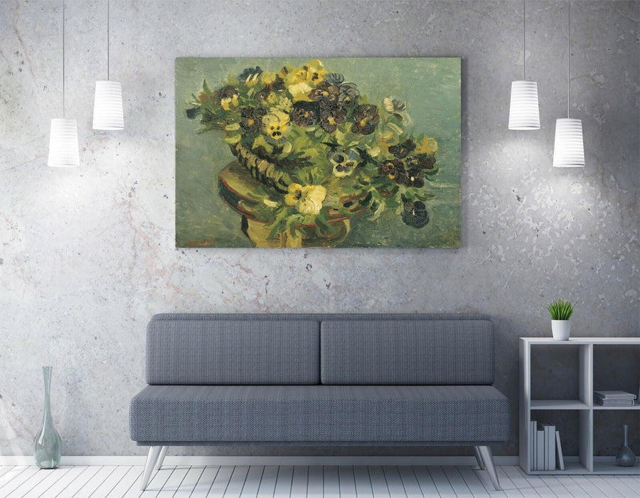 VINCENT VAN GOGH, BASKET WITH VIOLETS -CANVAS WALL ART PICTURE PRINT