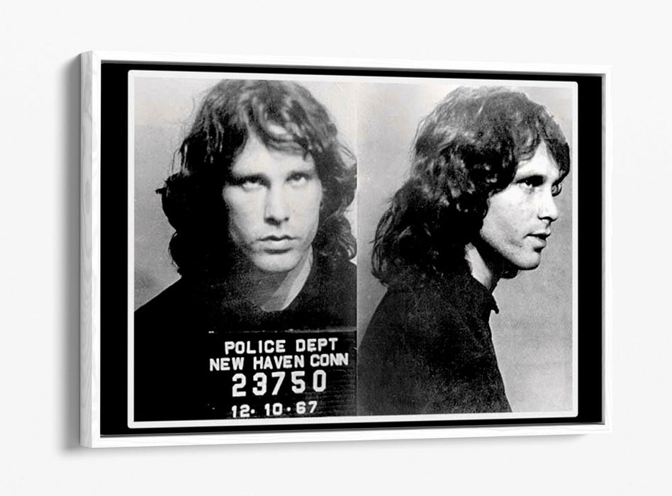 JIM MORRISON MUGSHOT 1 -FLOAT EFFECT CANVAS WALL ART PIC PRINT- BLACK & WHITE
