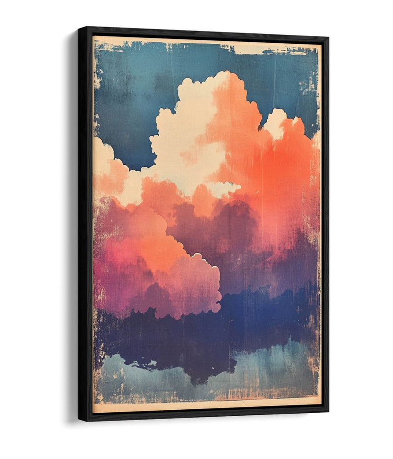 Canvas Wall Art - Pink Clouds On Blue Sky | Float Effect, Ready To Hang