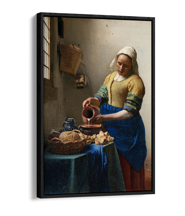 Float Effect Canvas Art - Johannes Vermeer The Milkmaid Premium Wall Print