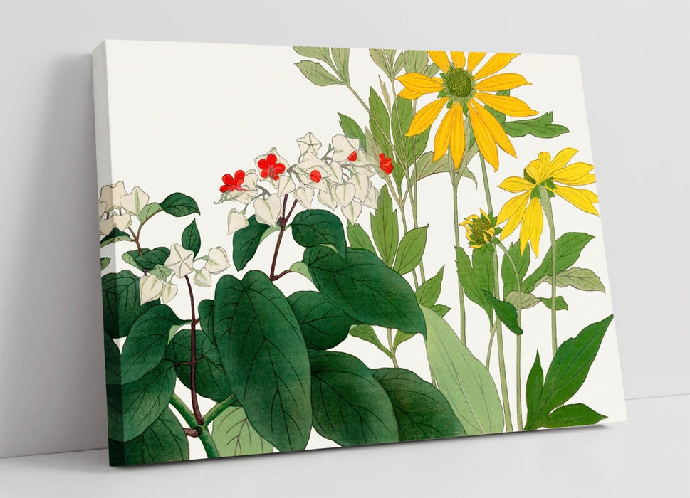 Canvas Wall Artwork - Handmade Japanese Woodblock Art Floral Canvas Decor Print