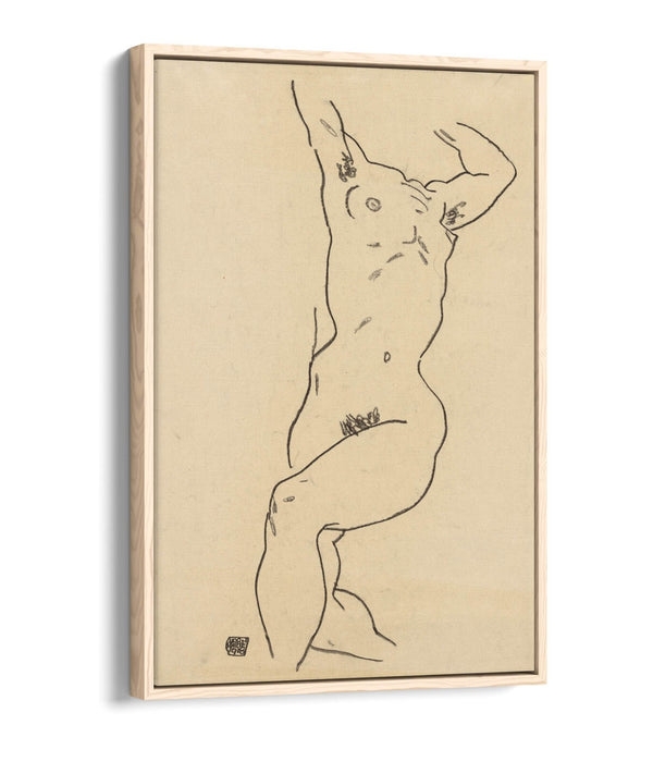 Canvas Wall Art Print – Egon Schiele Reclining Nude Painting | Float Effect Canvas