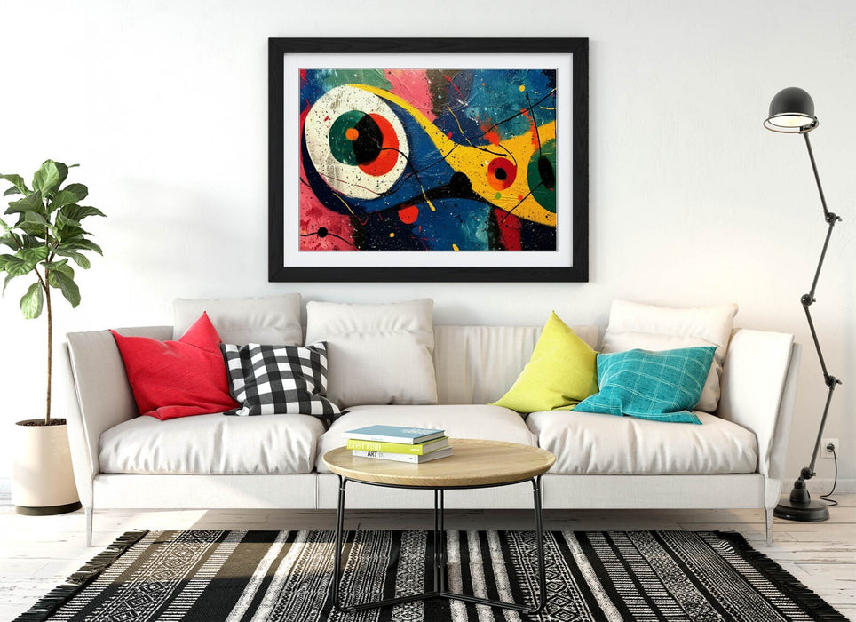 Framed Wall Art - Multi Colour Abstract Eye Painting Joan Miro Print | Handmade UK