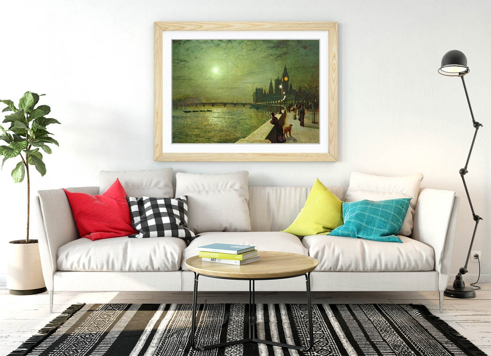 Framed Art Poster – John Atkinson Grimshaw Thames Print | Woodgrain Frame, Matte Paper