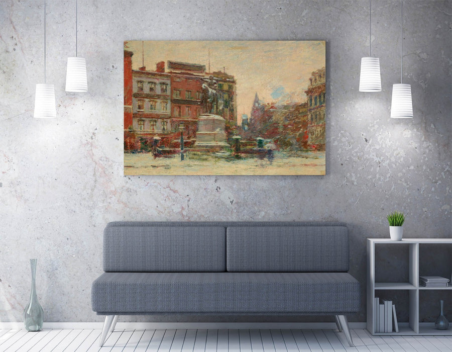 THEODORE ROBINSON, UNION SQUARE WINTER -CANVAS WALL ART ARTWORK PRINT