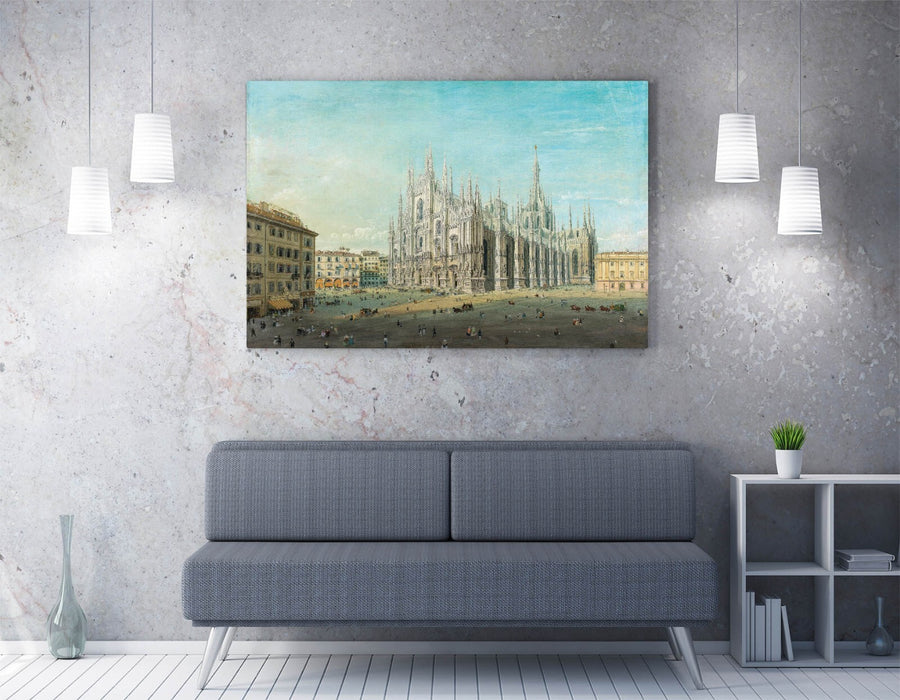 CARLO BOSSOLI, PIAZZA DEL DUOMO -CANVAS WALL ARTWORK PICTURE PRINT