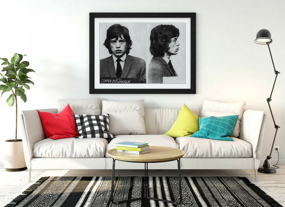 MICK JAGGER MUGSHOT 2 -ART FRAMED POSTER PICTURE PRINT ARTWORK- BLACK & WHITE