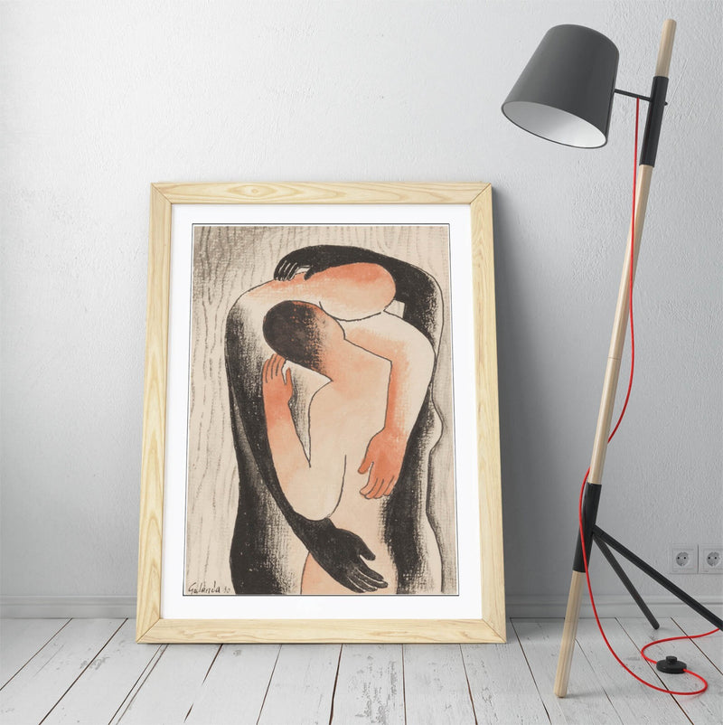 Framed Wall Art Poster - 'Mikulas Galanda, The Embrace' Handmade UK Framed Print