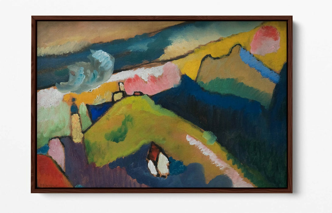 KANDINSKY, MOUNTAIN LANDSCAPE CHURCH-FLOAT EFFECT CANVAS WALL ART PICTURE PRINT