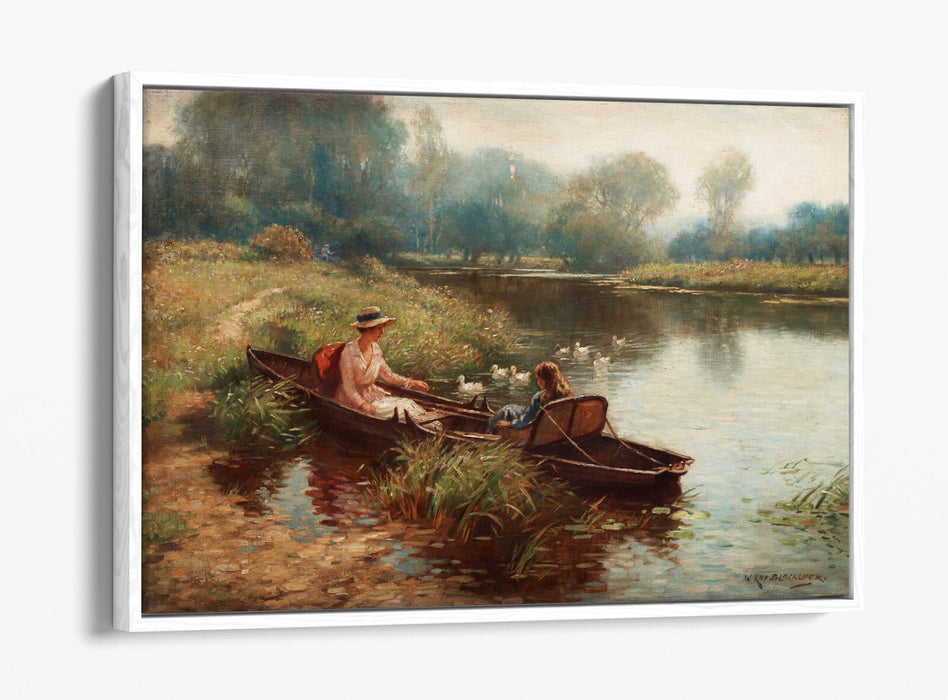 WILLIAM KAY BLACKLOCK, BACKWATER ON THE OUSE -FLOAT EFFECT CANVAS WALL ART PRINT