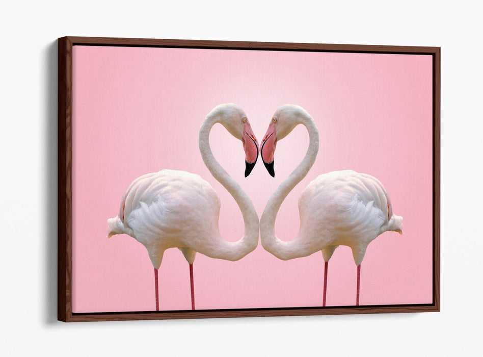 Flamingo Canvas Art - Premium Float Effect Canvas Wall Decor With Love Heart Print
