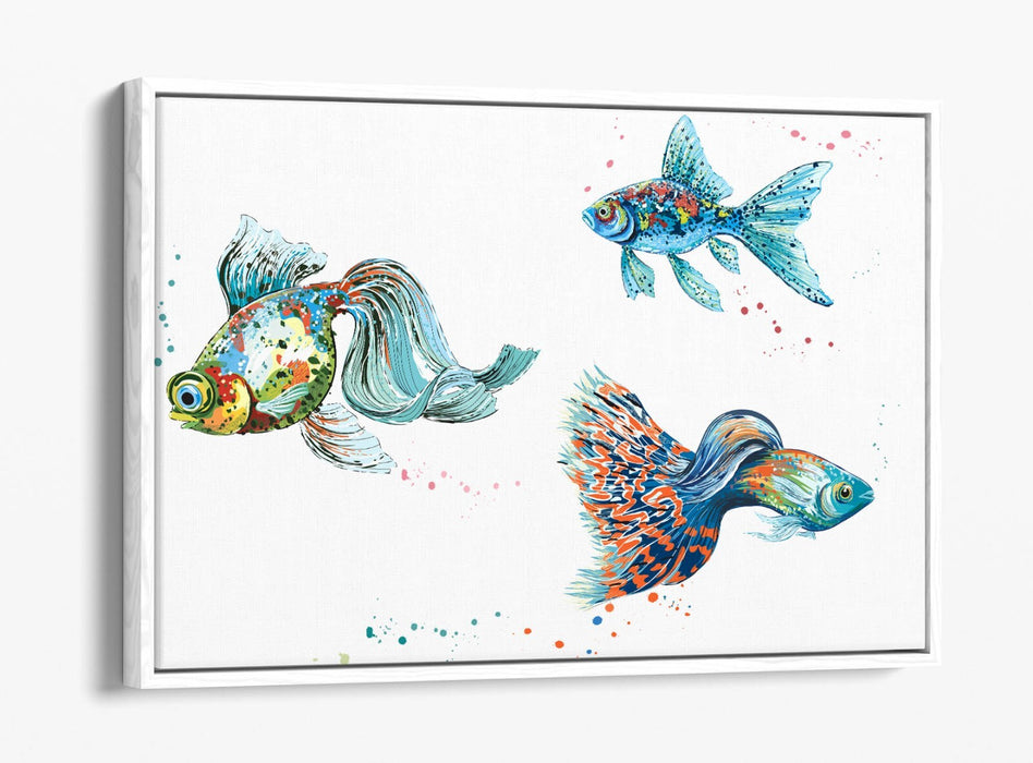 Watercolour Fish Canvas - Float Effect Wall Art Print With Premium Varnish Finish