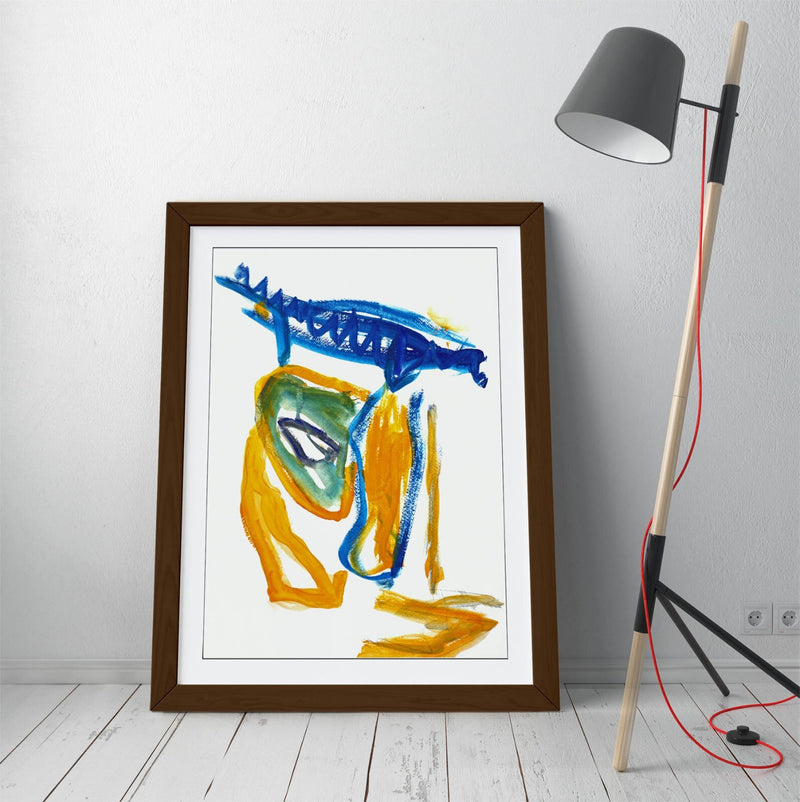 Framed Wall Art - Abstract Yellow Blue Poster Print | Handmade Wall Decor
