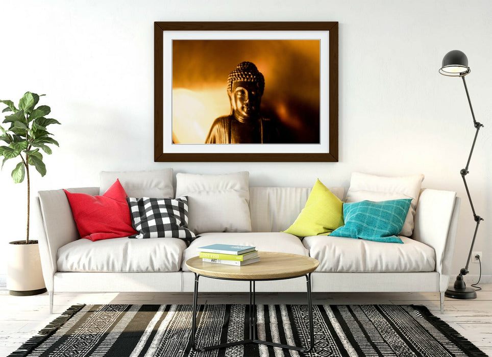 Gold Buddha Statue - Framed Wall Art Print With Handmade UK Frame & Archival Grade Print