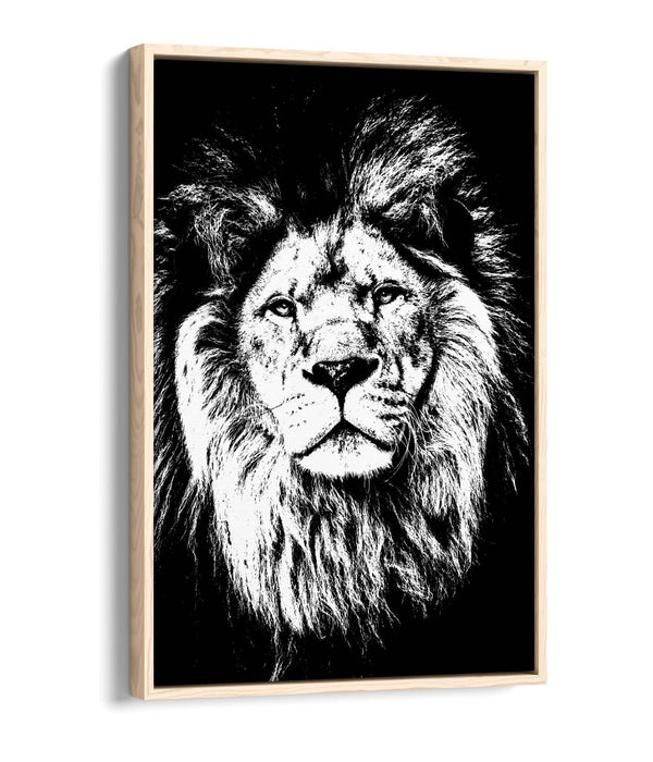 LION HEAD BLACK AND WHITE -FLOAT EFFECT CANVAS WALL ART PIC PRINT GRAFFITI