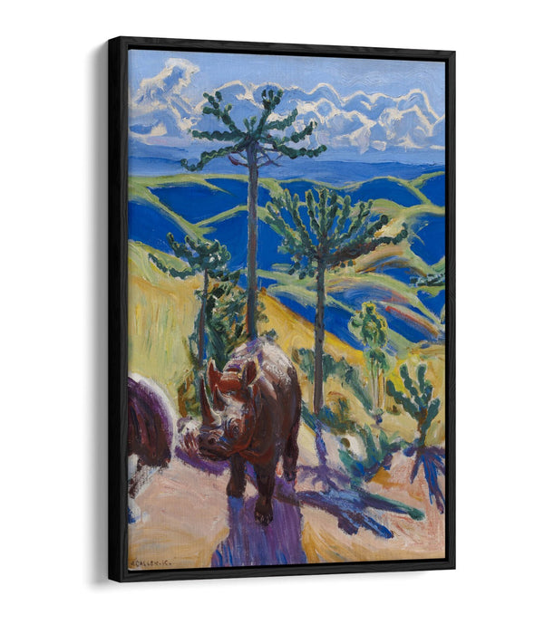 Canvas Wall Art - AskelI Gallen-Kallela Rhinoceros & Trees Float Effect Print