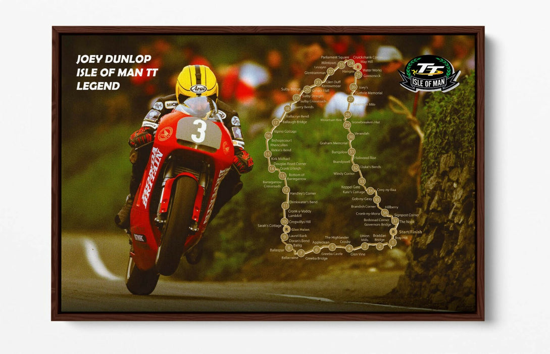 Canvas Wall Art - Joey Dunlop Isle Of Man TT Racing Float Effect Print - Red