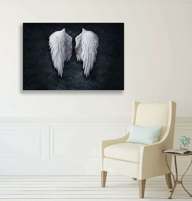 FALLEN BROKEN ANGEL WINGS BANKSY WHITE CANVAS STREET WALL ART PICTURE PRINT  XL