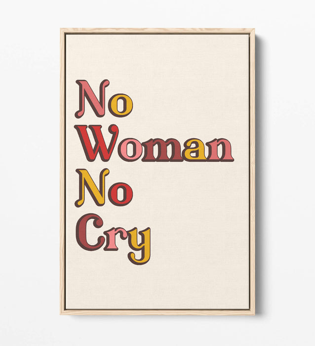 "NO WOMAN NO CRY" BOB MARLEY HOME LOVE QUOTE -FLOAT EFFECT CANVAS ART PRINT