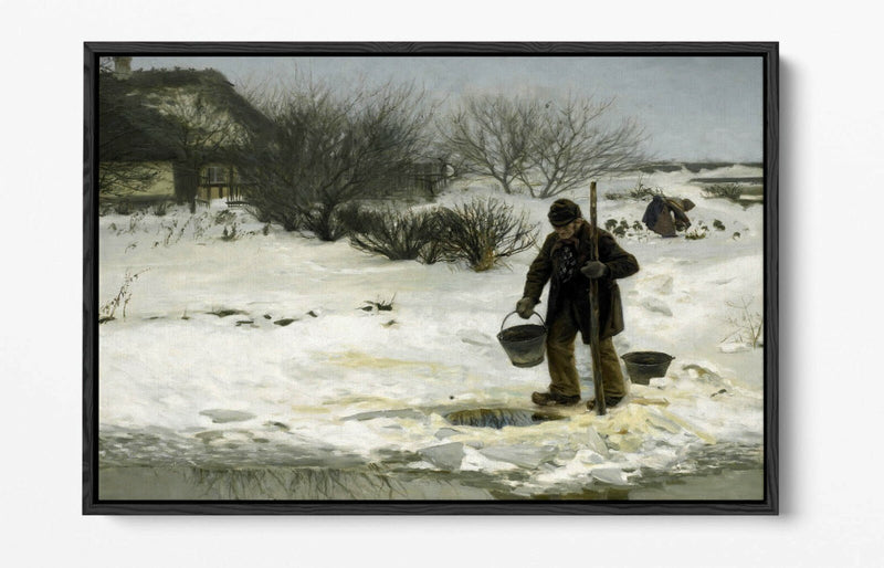 Canvas Wall Art - Snowy Landscape Print With Float Effect Premium Frame