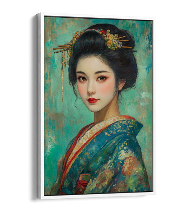 Geisha Canvas Wall Art - Traditional Japanese Art On Float Effect Canvas Frame