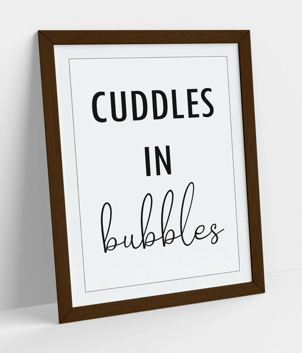 "CUDDLES IN BUBBLES" BATHROOM LOVE QUOTE HOME -FRAMED WALL ART PICTURE PRINT
