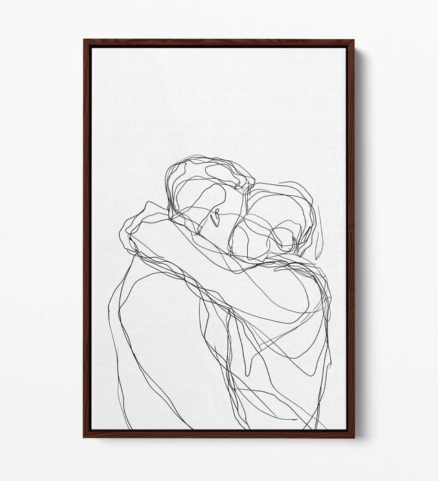 Minimalist Couple Canvas Art - Love Line Illustration | Float Effect Print