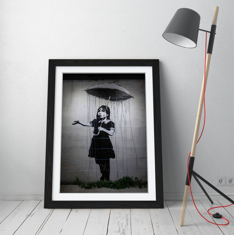 Banksy Umbrella Girl Art | Modern Bedroom Decor | Ready To Hang Frame