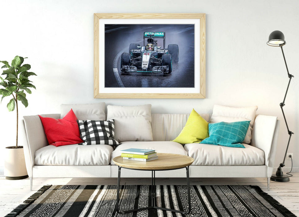 Lewis Hamilton Poster - Mercedes F1 Artwork | Framed Wall Art, Ready To Hang