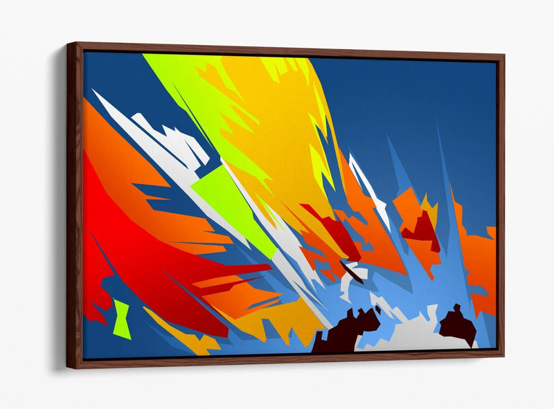 Canvas Wall Art – Multi Colour Abstract Shapes With Float Effect Frame