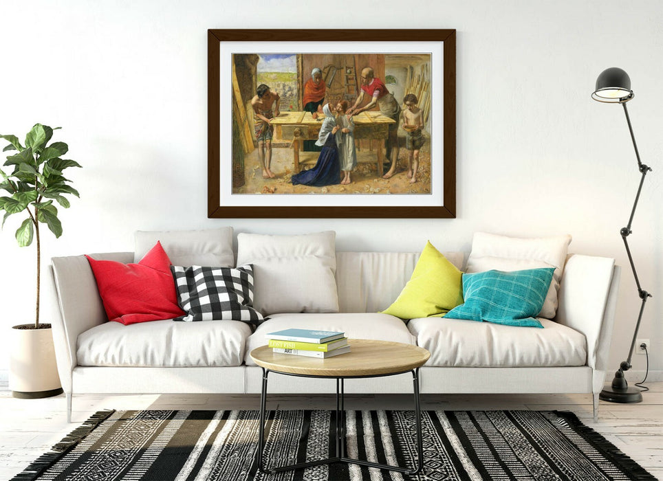 JOHN EVERETT MILLAIS CHRIST HOUSE PARENTS-ART FRAMED POSTER PICTURE PRINT- BROWN
