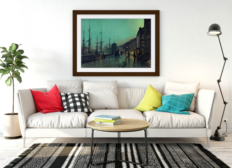 Framed Art Poster - John Atkinson Grimshaw Shipping on the Clyde, Matte Paper Print