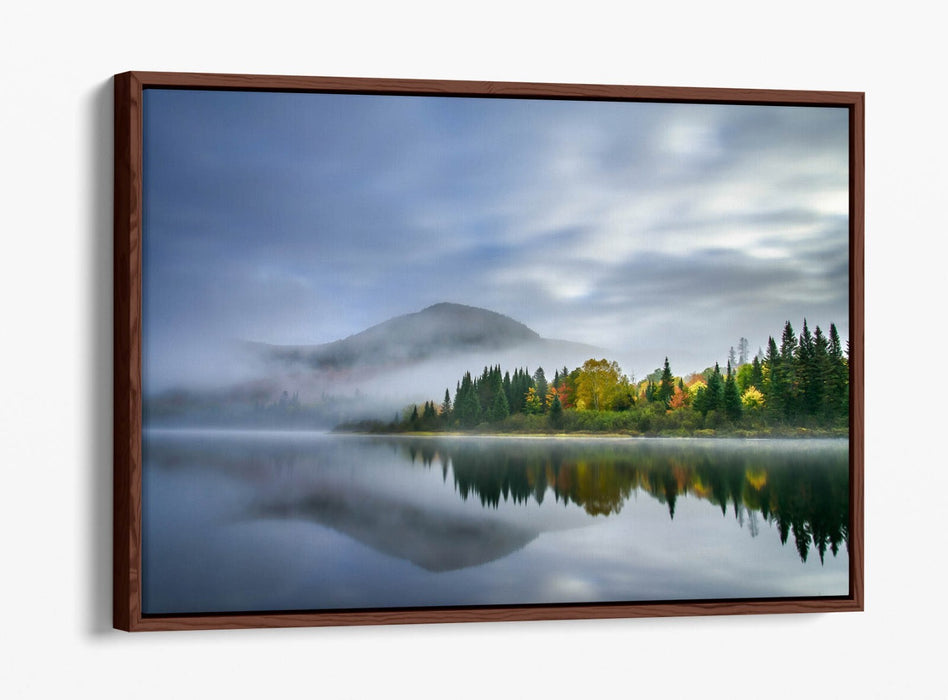 Canvas Wall Art | Lake Forest & Mountain Reflection Float Effect Print - Handmade UK