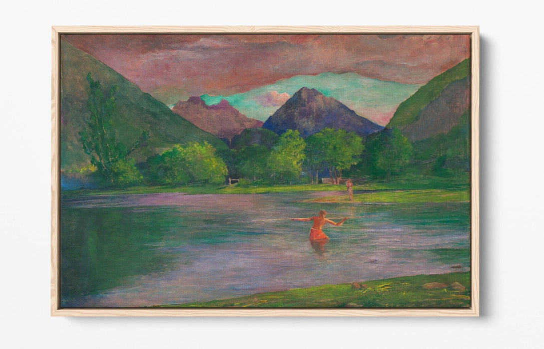 Canvas Wall Art Print - Fisherman Spearing Fish | Float Effect Canvas Decor