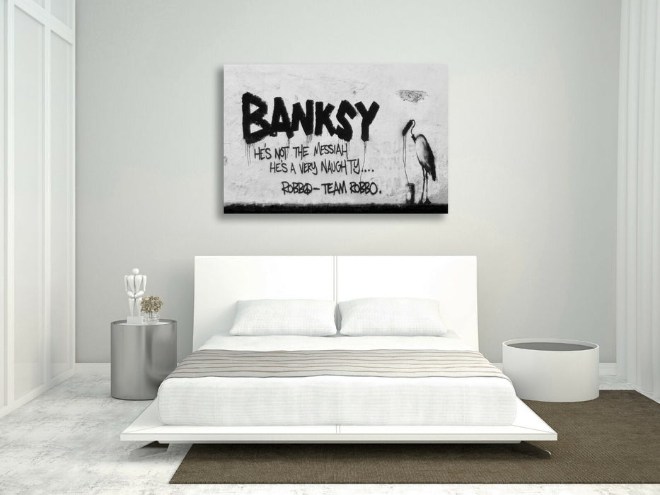 BANKSY STYLE - BANKSY V ROBBO -  CANVAS STREET WALL ART PRINT ARTWORK