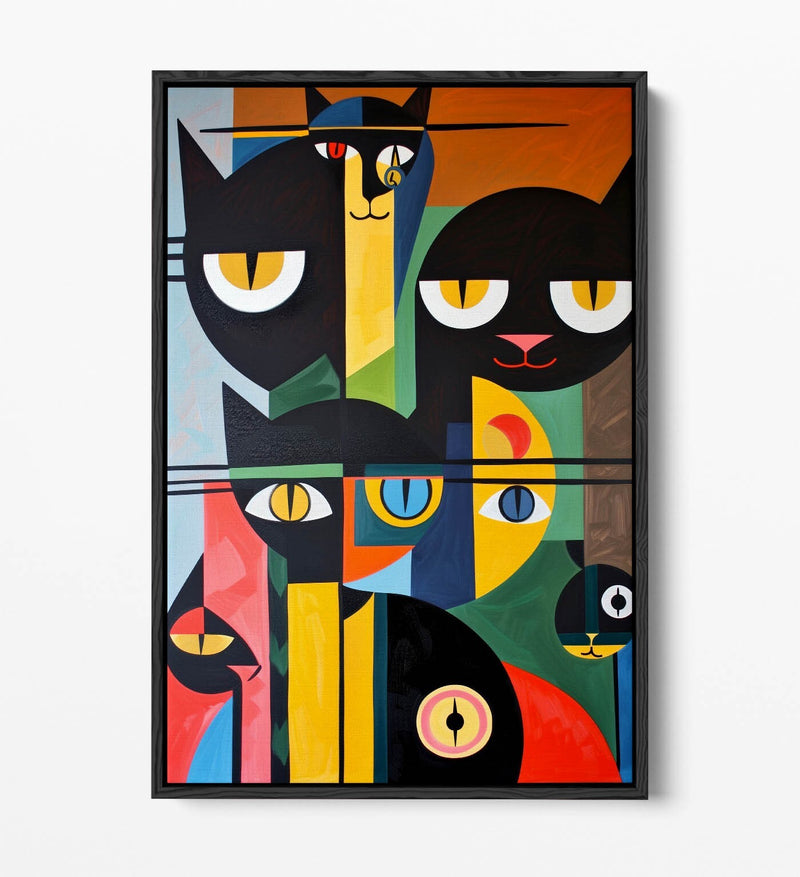Abstract Cat Canvas - Bauhaus Wall Art | Float Effect Canvas Print UK Made