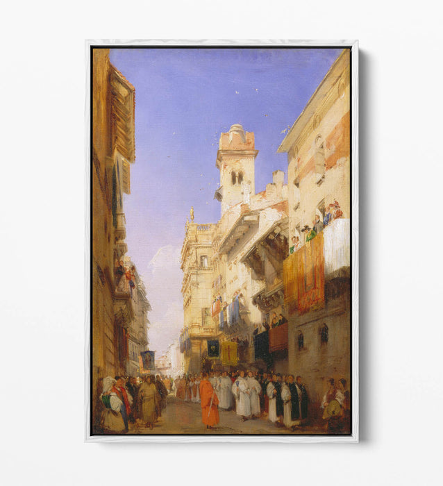 RICHARD PARKES BONINGTON, VERONA -FLOAT EFFECT CANVAS WALL ART PIC PRINT