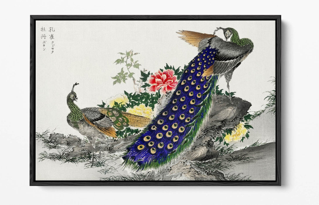 Canvas Wall Art Print - Peacock And Peony Float Effect | Handmade UK Canvas Art