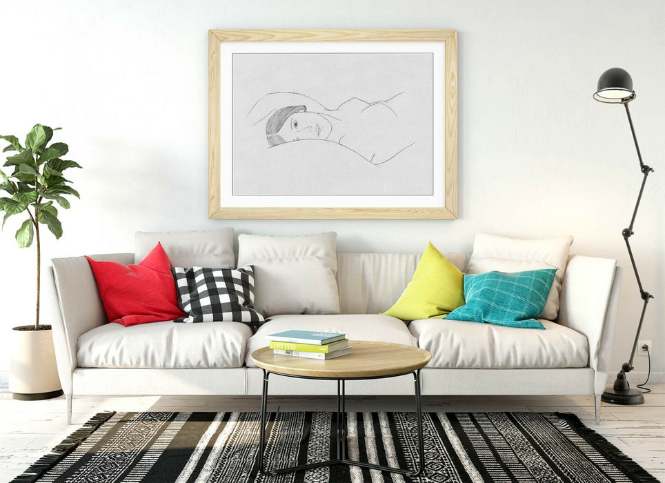 NUDE WOMAN LAYING LINE ART -ART FRAMED POSTER PICTURE PRINT ARTWORK- FEMINIST