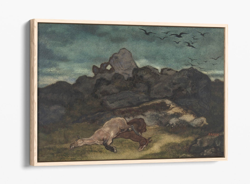 ANTOINE-LOUIS BARYE, DEAD HORSES -FLOAT EFFECT CANVAS WALL ART PRINT