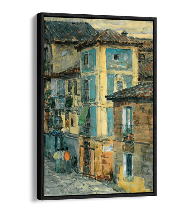 Float Effect Canvas Art - Spanish Street Scene On Premium MDF Frame, Ready To Hang