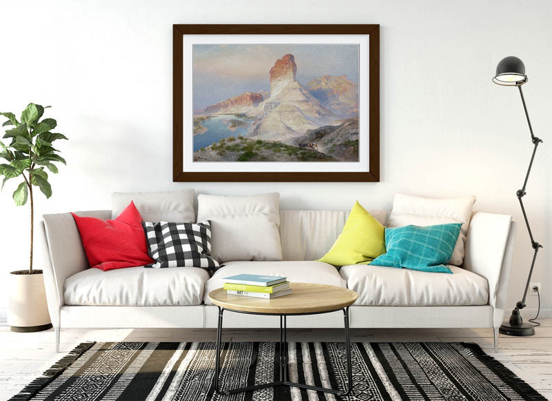 Framed Wall Art - Thomas Moran Castle Rock Green River Matte Paper Print