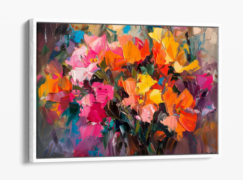 Post Impressionism Canvas - Multi Colour Still Life Flowers Float Effect Art Print