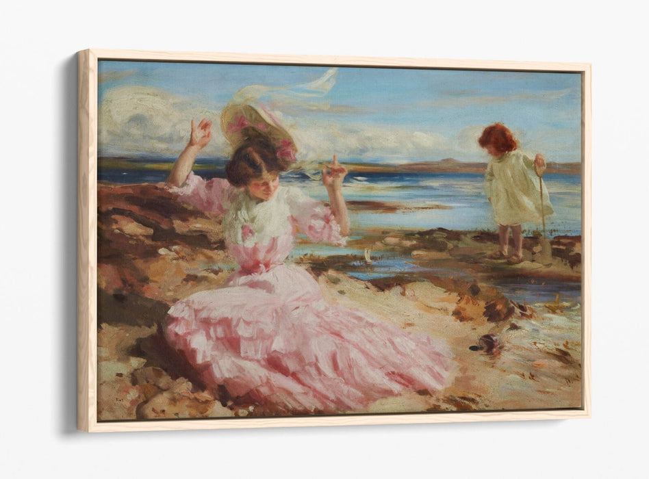 CHARLES SIMS, BY SUMMER SEAS -FLOAT EFFECT CANVAS WALL ART PRINT