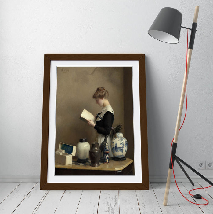 Framed Wall Art - William McGregor Paxton The House Maid Painting Print | Handmade UK Woodgrain Frame