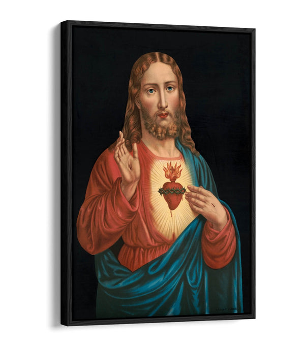 Religious Canvas Wall Art – Heart Of Jesus Spiritual Wall Print On 30mm Deep Frame