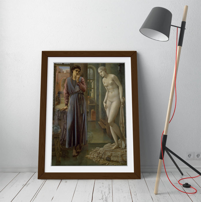 Framed Wall Art Poster – Edward Burne Jones Pygmalion Art Print with Woodgrain Frame