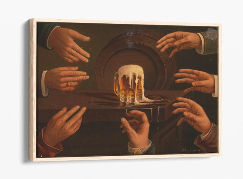 Canvas Wall Art - Men Reaching for Beer Mug | Handmade Float Effect Print