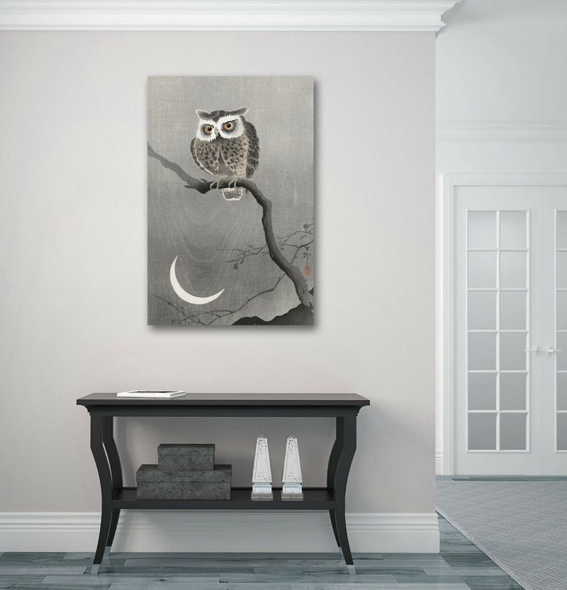 Owl Canvas Wall Art – Handmade Japanese Owl Print on Archival Grade Canvas