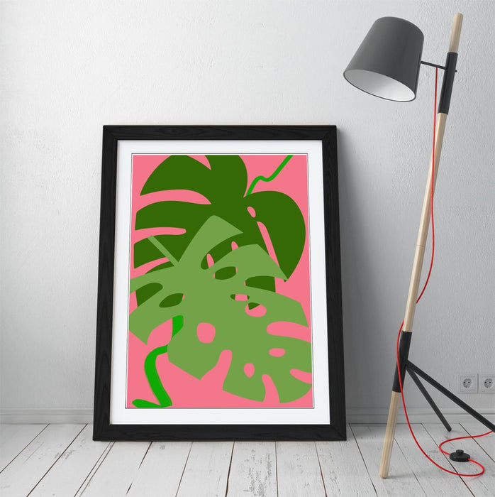 MONSTERA LEAF BOTANICAL TRENDY MINIMALIST -FRAMED WALL ART PICTURE PRINT ARTWORK
